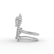 2.90tcw Pear,Marquise & Round Lab Grown Diamond Split Shank With Halo Cluster With Pave Set Wedding Ring  | IGI Certified |
