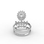 2.90tcw Pear,Marquise & Round Lab Grown Diamond Split Shank With Halo Cluster With Pave Set Wedding Ring  | IGI Certified |