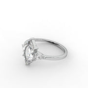 Marquise Rose Cut Moissanite Diamond Engagement Ring, Classic Three Stone Moissanite Diamond Ring