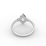 Marquise Rose Cut Moissanite Diamond Engagement Ring, Classic Three Stone Moissanite Diamond Ring
