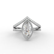 1.00CT Marquise rose cut Moissanite Diamond Wedding Ring, Elegent V shape Diamond Bridal Ring