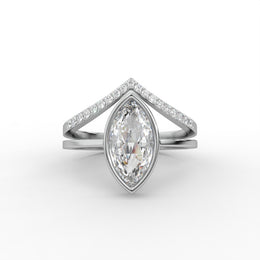 1.00CT Marquise rose cut Moissanite Diamond Wedding Ring, Elegent V shape Diamond Bridal Ring