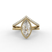 1.00CT Marquise rose cut Moissanite Diamond Wedding Ring, Elegent V shape Diamond Bridal Ring