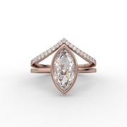 1.00CT Marquise rose cut Moissanite Diamond Wedding Ring, Elegent V shape Diamond Bridal Ring