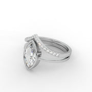 1.00CT Marquise rose cut Moissanite Diamond Wedding Ring, Elegent V shape Diamond Bridal Ring