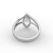 1.00CT Marquise rose cut Moissanite Diamond Wedding Ring, Elegent V shape Diamond Bridal Ring