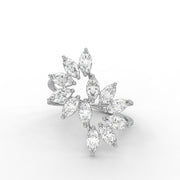 1.68 Marquise Rose Cut Lab Grown Diamond Floral Cluster Split Shank Band Engagement Ring| IGI Certified |