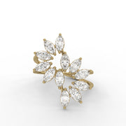 1.68 Marquise Rose Cut Lab Grown Diamond Floral Cluster Split Shank Band Engagement Ring| IGI Certified |