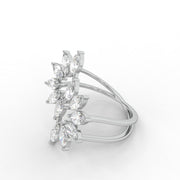 1.68 Marquise Rose Cut Lab Grown Diamond Floral Cluster Split Shank Band Engagement Ring| IGI Certified |