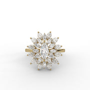 1.50 Marquise Rose Cut Lab Grown Diamond Halo Floral Cluster Engagement Ring| IGI Certified |