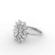 1.50 Marquise Rose Cut Lab Grown Diamond Halo Floral Cluster Engagement Ring| IGI Certified |