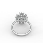 1.50 Marquise Rose Cut Lab Grown Diamond Halo Floral Cluster Engagement Ring| IGI Certified |