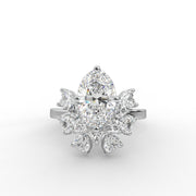 2.70 Oval Rose Cut & Heart Lab Grown Diamond Classic Botanical Engagement Ring| IGI Certified |