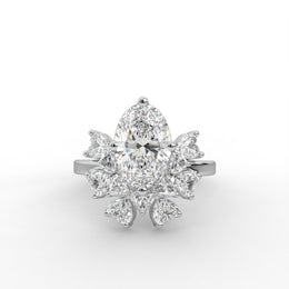 2.70 Oval Rose Cut & Heart Lab Grown Diamond Classic Botanical Engagement Ring| IGI Certified |