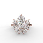 2.70 Oval Rose Cut & Heart Lab Grown Diamond Classic Botanical Engagement Ring| IGI Certified |
