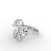 2.70 Oval Rose Cut & Heart Lab Grown Diamond Classic Botanical Engagement Ring| IGI Certified |
