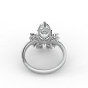 2.70 Oval Rose Cut & Heart Lab Grown Diamond Classic Botanical Engagement Ring| IGI Certified |