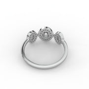 0.50 Oval & Round Lab Grown Diamond Three Stone Halo Contemporary Engagement Ring| IGI Certified |
