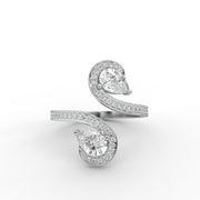1.20 Pear & Round Lab Grown Diamond Toi Et Moi Pave Set Engagement Ring| IGI Certified |
