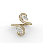1.20 Pear & Round Lab Grown Diamond Toi Et Moi Pave Set Engagement Ring| IGI Certified |