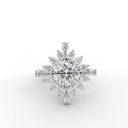 4.10 Cushion & Pear Lab Grown Diamond Floral Halo Cluster Engagement Ring| IGI Certified |