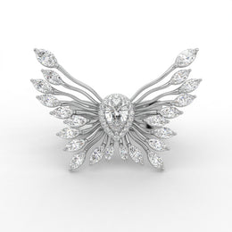 1.02 Pear, Marquise & Round Lab Grown Diamond Butterfly Wing Style Engagement Ring | IGI Certified |