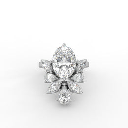 4.70 Oval , Pear & Marquise Lab Grown Diamond Floral Cluster Style Engagement Ring| IGI Certified |
