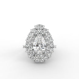 6.00 Pear & Round Lab Grown Diamond Double Halo Cluster Engagement Ring| IGI Certified |