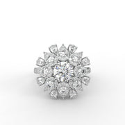 2.50 Round & Pear Lab Grown Diamond Floral Cluster Halo Sunburst Style Engagement Ring| IGI Certified |
