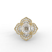 Floral Cluster Lab Diamond Ring, 1.50ct Sq Emerald Lab Diamond Engagement Ring | Oval & Round Diamond Ring | Anniversary Gift For Women| IGI Certified |