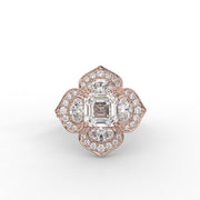 1.80 Emerald & Round Lab Grown Diamond Vintage Art Deco Cluster Engagement Ring| IGI Certified |