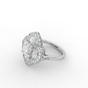 Floral Cluster Lab Diamond Ring, 1.50ct Sq Emerald Lab Diamond Engagement Ring | Oval & Round Diamond Ring | Anniversary Gift For Women| IGI Certified |