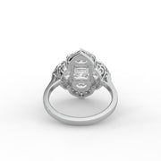 1.80 Emerald & Round Lab Grown Diamond Vintage Art Deco Cluster Engagement Ring| IGI Certified |