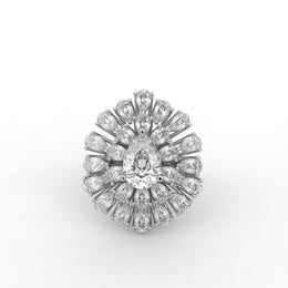 4.00tcw Pear Lab Grown Diamond Grand Floral Halo Diamond Ring | IGI Certified |