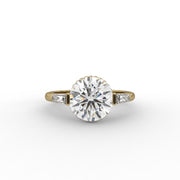 2.90tcw Round Modern Solitaire & Baguette Side Accents Lab Grown Diamond With Halo Setting Engagement Ring | IGI Certified |