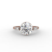 2.90tcw Round Modern Solitaire & Baguette Side Accents Lab Grown Diamond With Halo Setting Engagement Ring | IGI Certified |