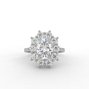 2.12tcw Oval & Round Lab Grown Diamond Floral Cluster Halo Style Engagement Ring | IGI Certified |