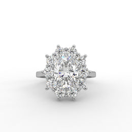 2.12tcw Oval & Round Lab Grown Diamond Floral Cluster Halo Style Engagement Ring | IGI Certified |