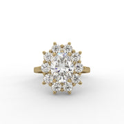 2.12tcw Oval & Round Lab Grown Diamond Floral Cluster Halo Style Engagement Ring | IGI Certified |