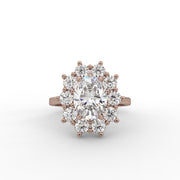 2.12tcw Oval & Round Lab Grown Diamond Floral Cluster Halo Style Engagement Ring | IGI Certified |