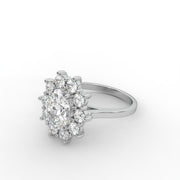 2.12tcw Oval & Round Lab Grown Diamond Floral Cluster Halo Style Engagement Ring | IGI Certified |