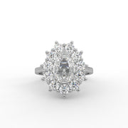 1.90tcw Pear & Round Lab Grown Diamond Floral Cluster Halo Style Engagement Ring | IGI Certified |