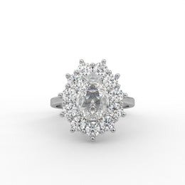 1.90tcw Pear & Round Lab Grown Diamond Floral Cluster Halo Style Engagement Ring | IGI Certified |