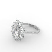 1.90tcw Pear & Round Lab Grown Diamond Floral Cluster Halo Style Engagement Ring | IGI Certified |