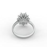 1.90tcw Pear & Round Lab Grown Diamond Floral Cluster Halo Style Engagement Ring | IGI Certified |