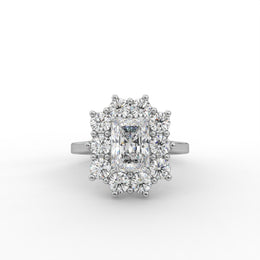 2.02tcw Radiant & Round Lab Grown Diamond Classic Halo Style Engagement Ring | IGI Certified |