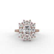 2.02tcw Radiant & Round Lab Grown Diamond Classic Halo Style Engagement Ring | IGI Certified |