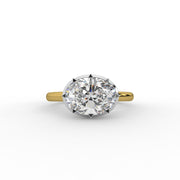 1.80tcw Oval Lab Grown Diamond Ring, Bezel Set Engagement Ring, Two Tone Ring | IGI Certified |