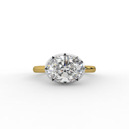 1.80tcw Oval Lab Grown Diamond Ring, Bezel Set Engagement Ring, Two Tone Ring | IGI Certified |