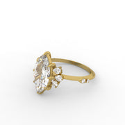 1.55tcw Marquise Solitaire & Round Halo Lab Grown Diamond Side Accents With Crown Style Setting Engagement Ring | IGI Certified |